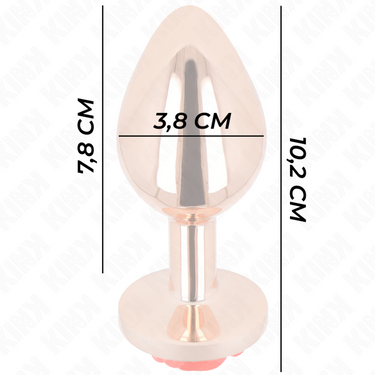 Plug anale in metallo rosa con rosa rossa, elegante e sicuro